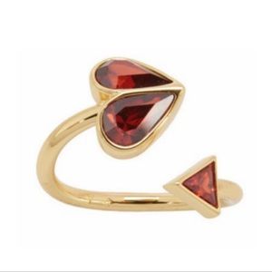 Kate Spade Red Rock Solid Stone Heart Twist Gold Ring Size:7-8